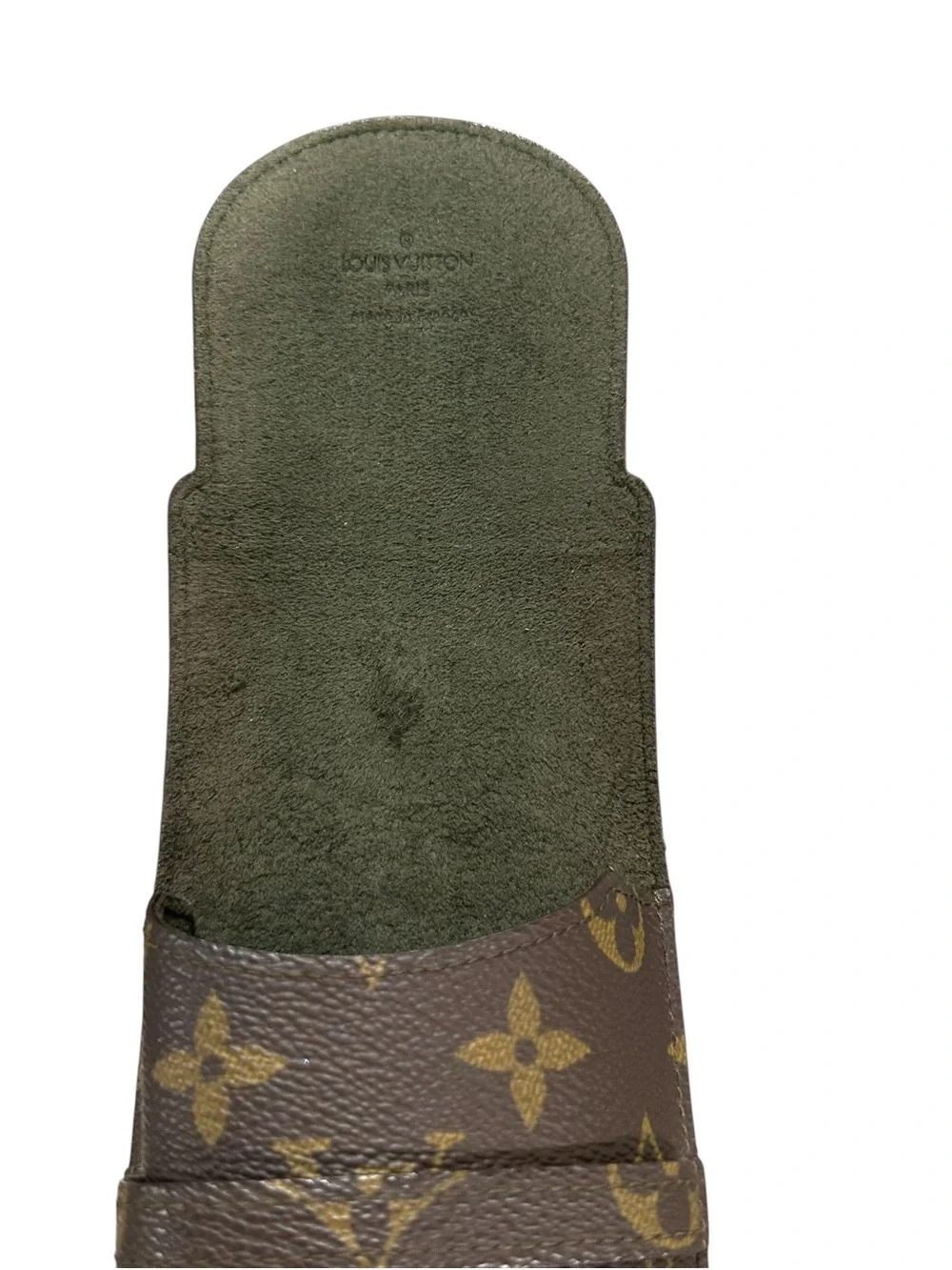 Louis Vuitton Monogram Leather & Olive Green Suede Large Sunglasses Case